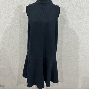 LOFT Navy Striped Sleeveless Drop Waist Mini Dress